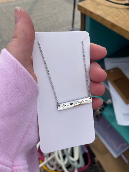 Custom Engraved Bar Necklace