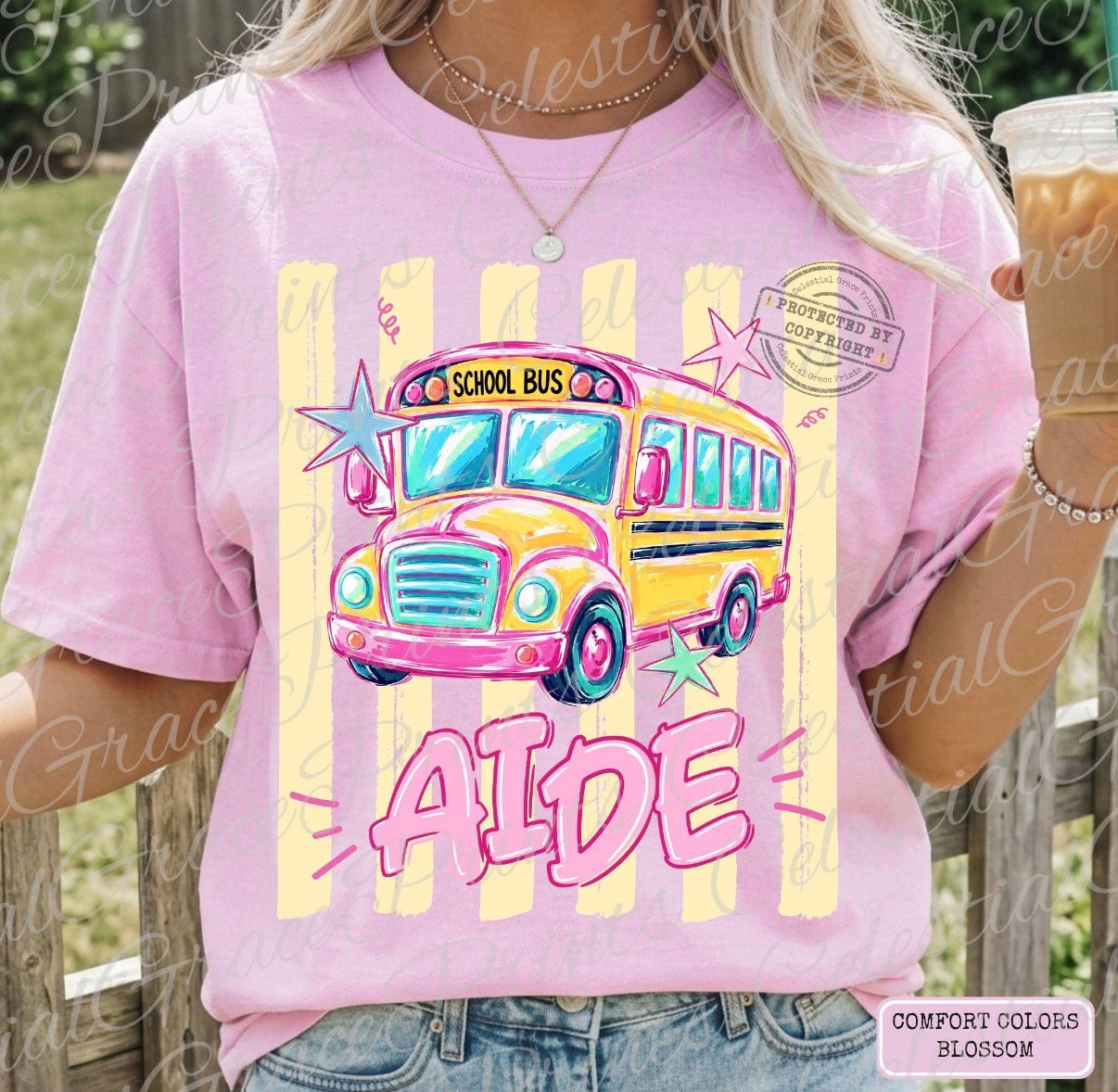 School Bus Aide Doodle Tee