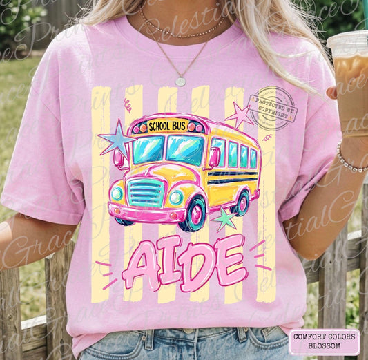 School Bus Aide Doodle Tee