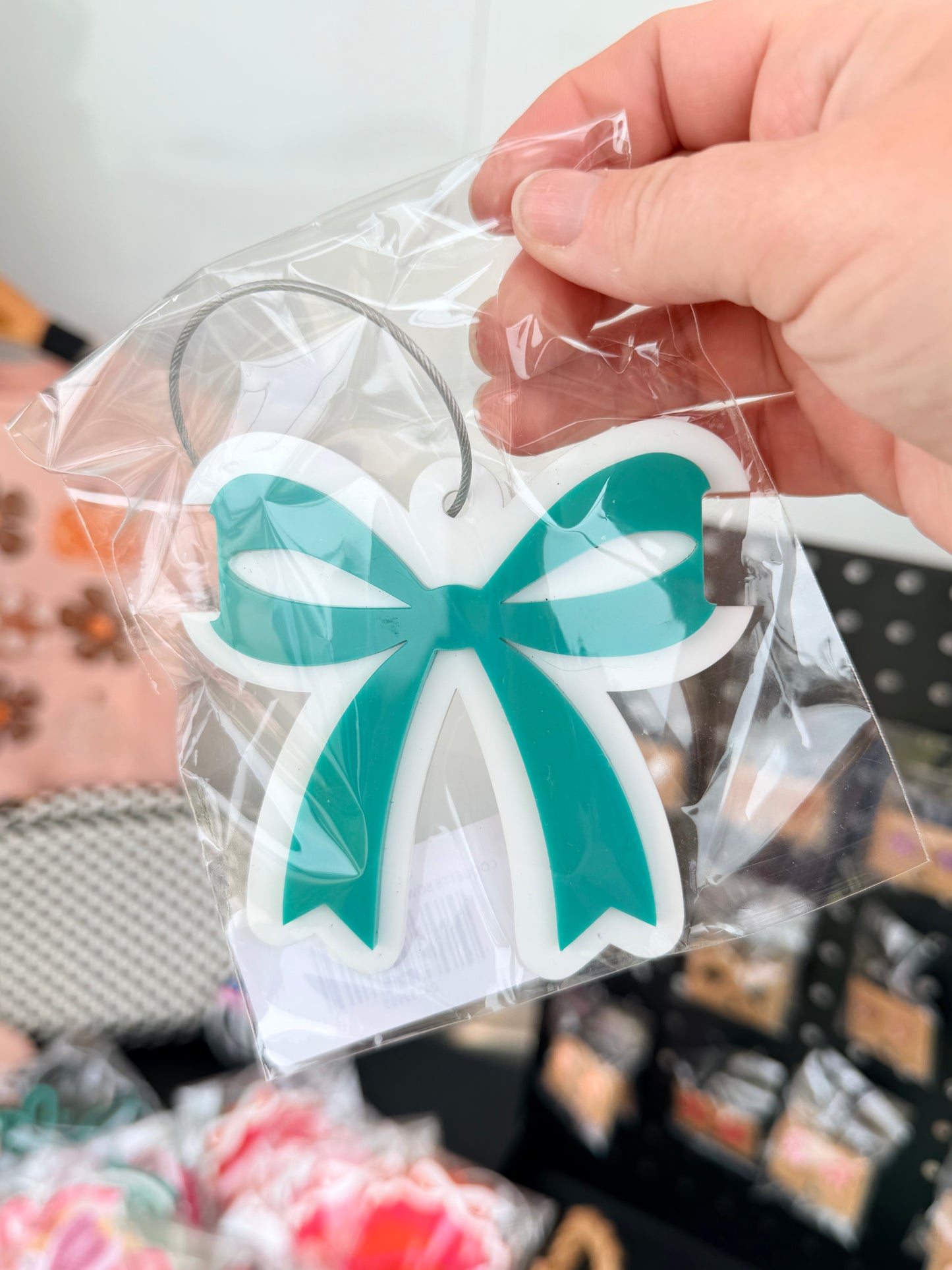 COQUETTE BOW Hair Tie Holder Keychain