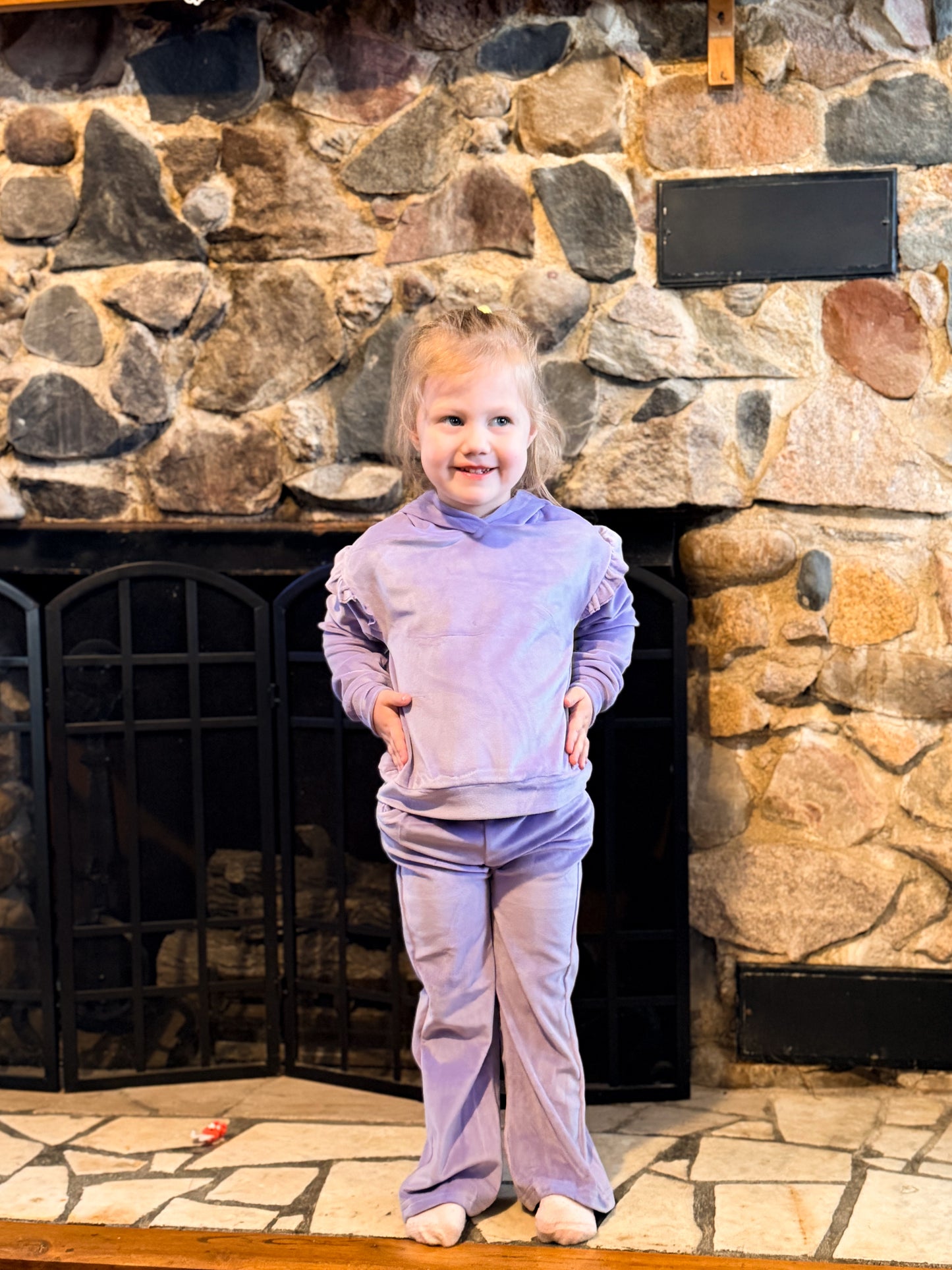 Girls Velour Pullover Hoodie & Pants