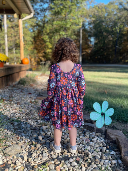 Haunted Garden 3/4 Sleeve Pocket Twirl Dress