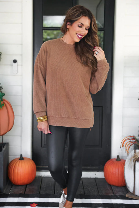 Alexis Corded Vintage Chocolate Pullover
