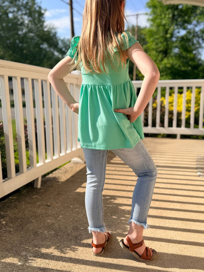 Girls Light Blue Distressed Skinny Jeans
