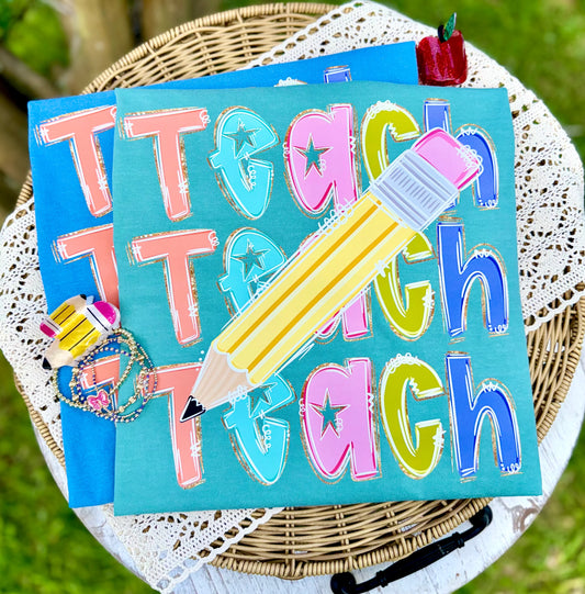 Teach Stacked with Pencil Tee