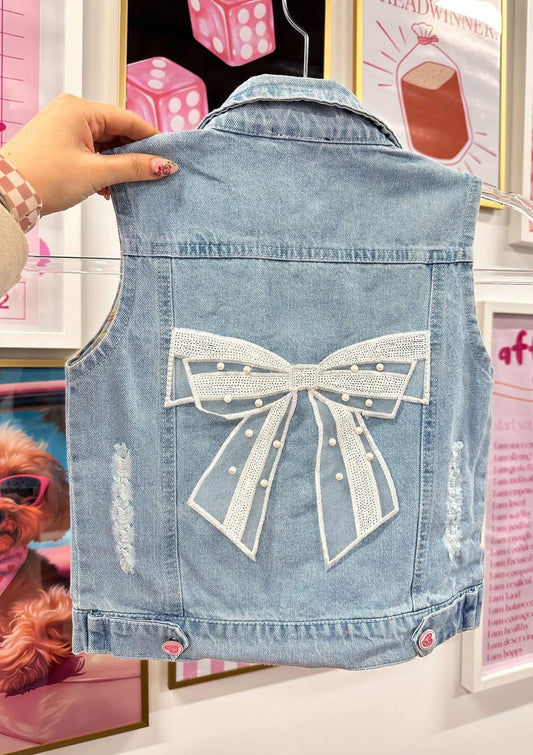 Kids Bow Denim Vest