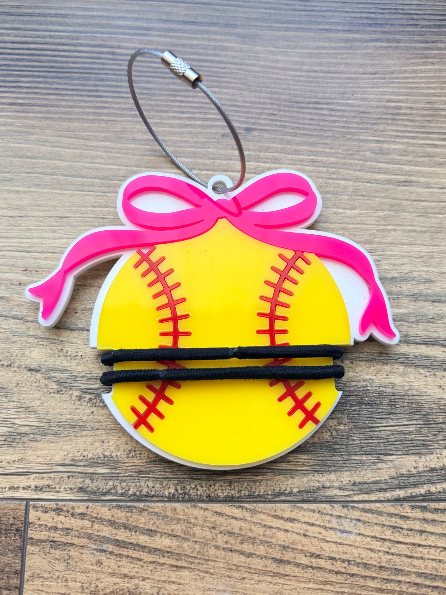 SOFTBALL Hair Tie Holder Keychain