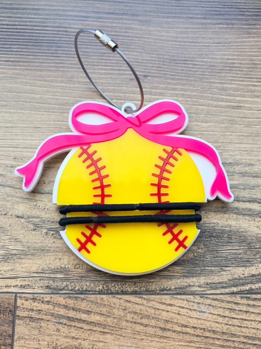 SOFTBALL Hair Tie Holder Keychain