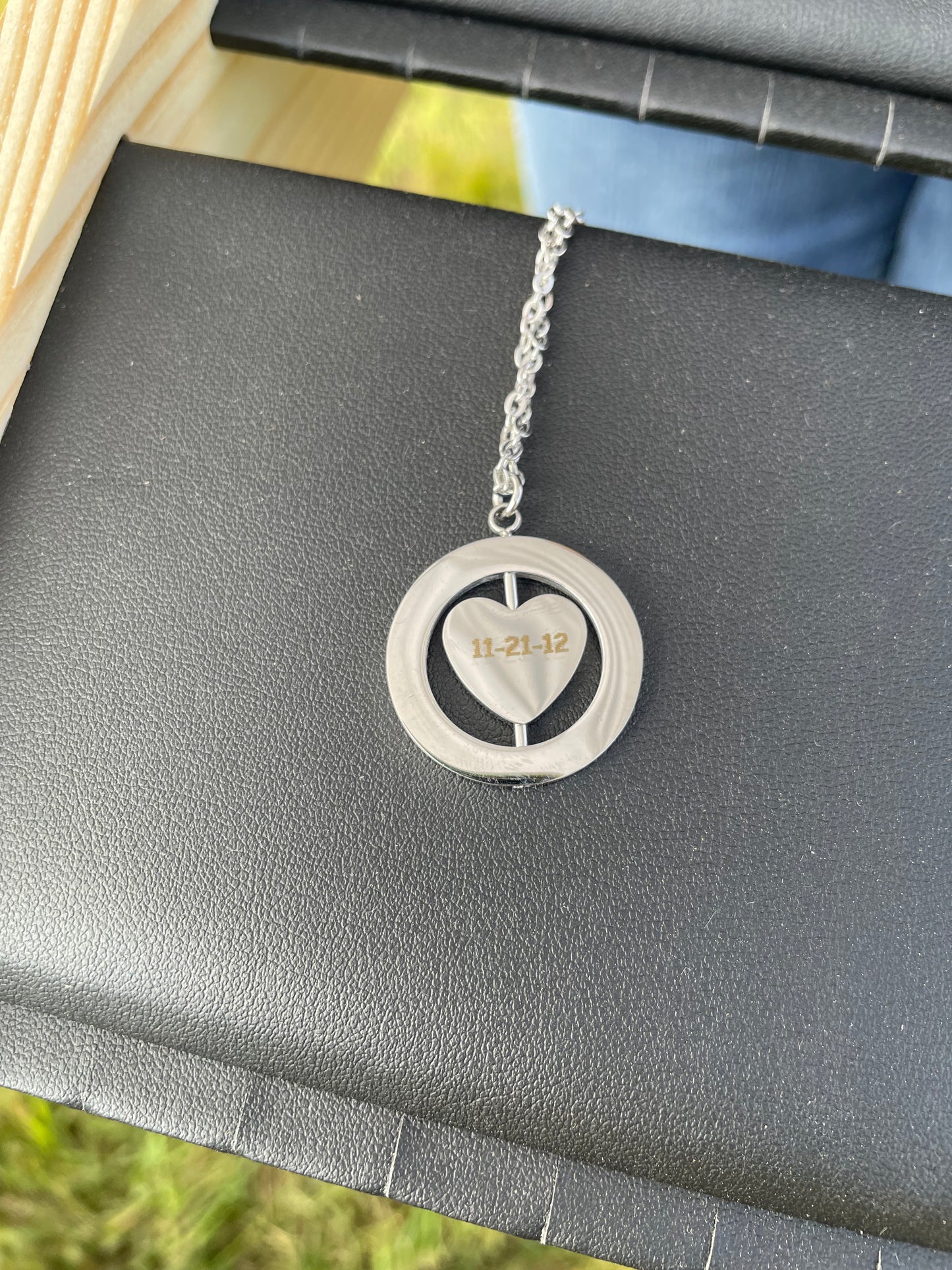 Custom Engraved Rotating Heart Necklace