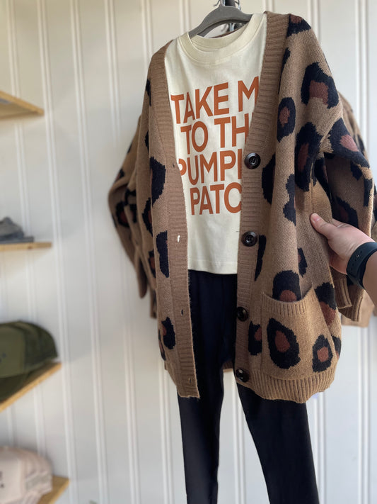 Girls Brown Cheetah Cardigan Sweater
