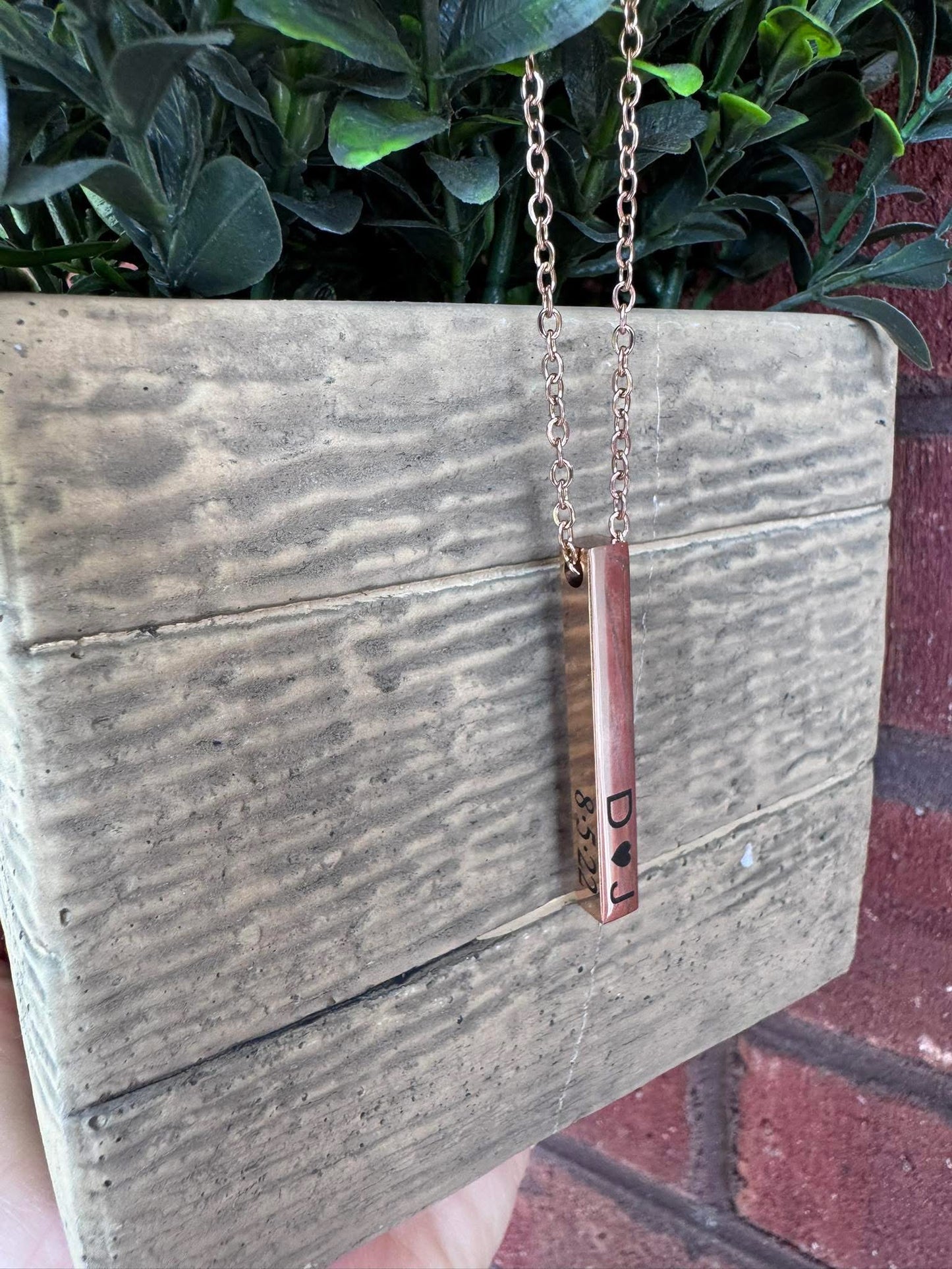 Custom Engraved Vertical Bar Necklace