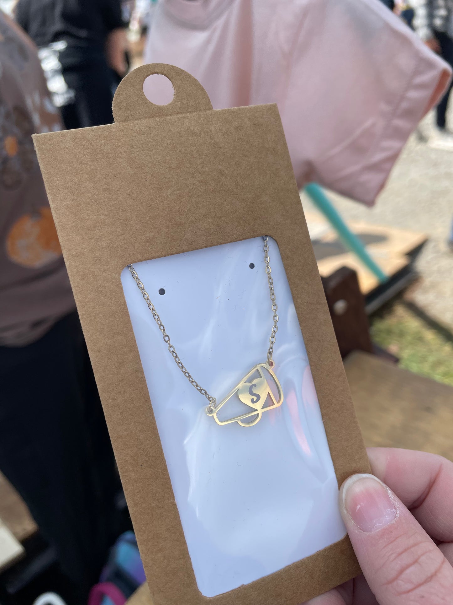 Custom Engraved Cheer Megaphone Pendant Necklace