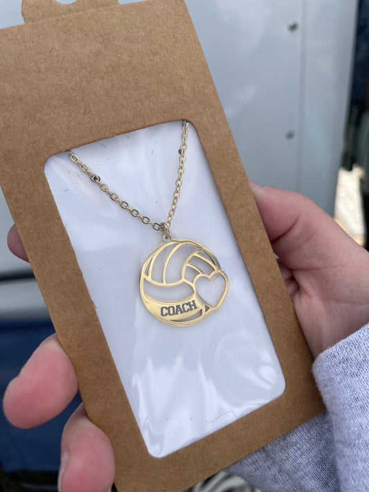 Custom Engraved Volleyball Pendant Necklace