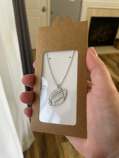 Custom Engraved Football Pendant Necklace