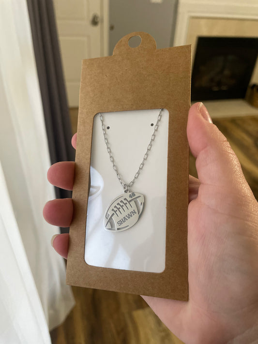 Custom Engraved Football Pendant Necklace