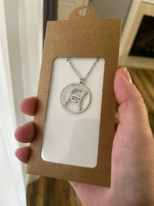 Custom Engraved Baseball/Softball Pendant Necklace