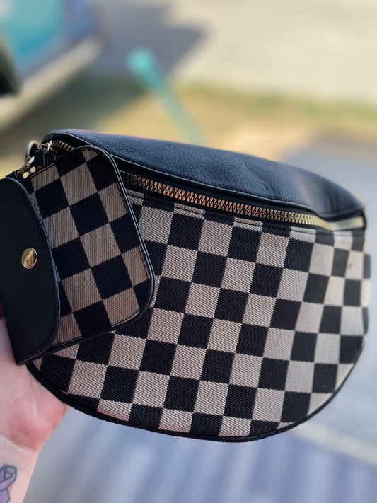 Black Checkered Bum Bag