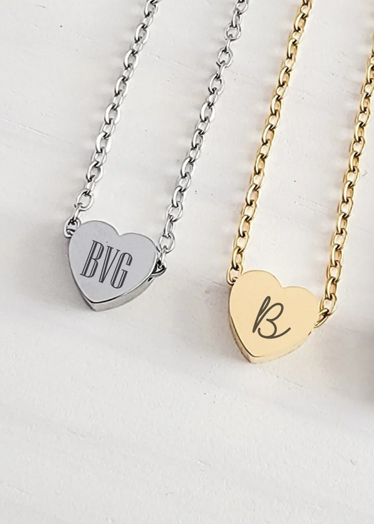 Custom Engraved Tiny Heart Charm Necklace