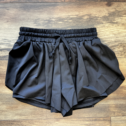 Girls Black Butterfly Shorts