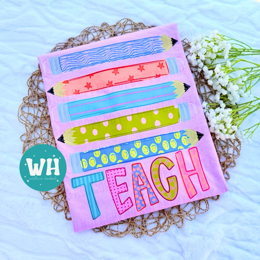 Teach with Stacked Pencils Tee