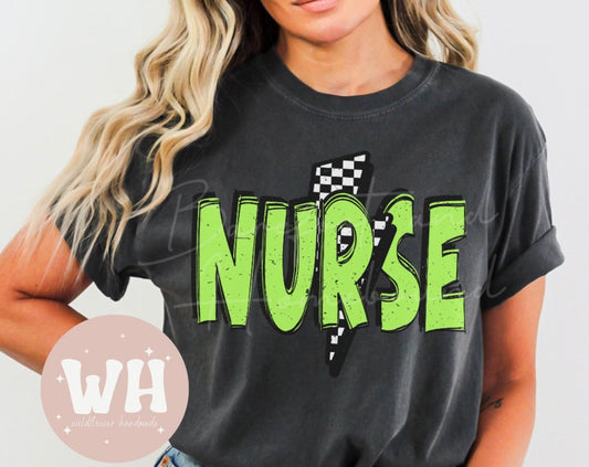 Green nurse bolt tee