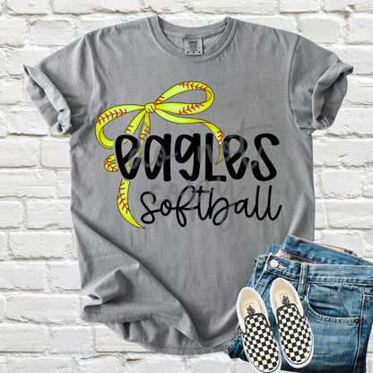 Softball Bow Spiritwear | Customized to your Mascot! | Tee or Crewneck