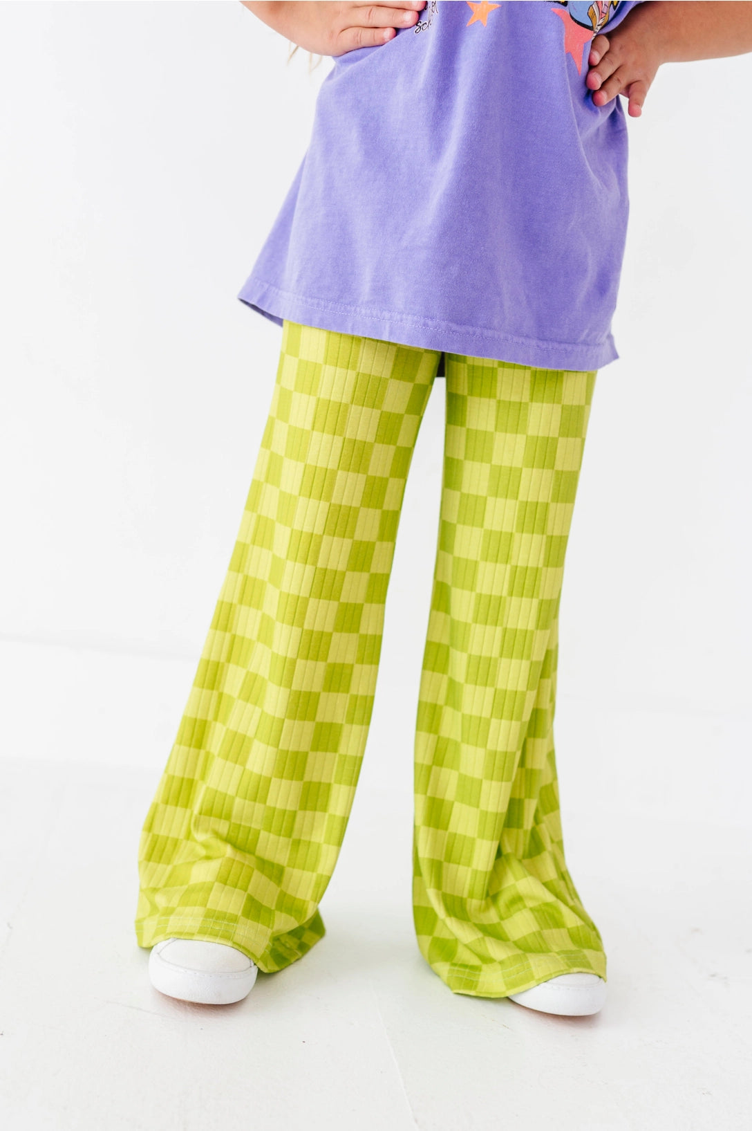 Green Apple Check | Wide Leg Pants