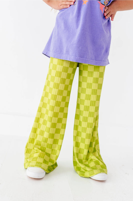 Green Apple Check | Wide Leg Pants