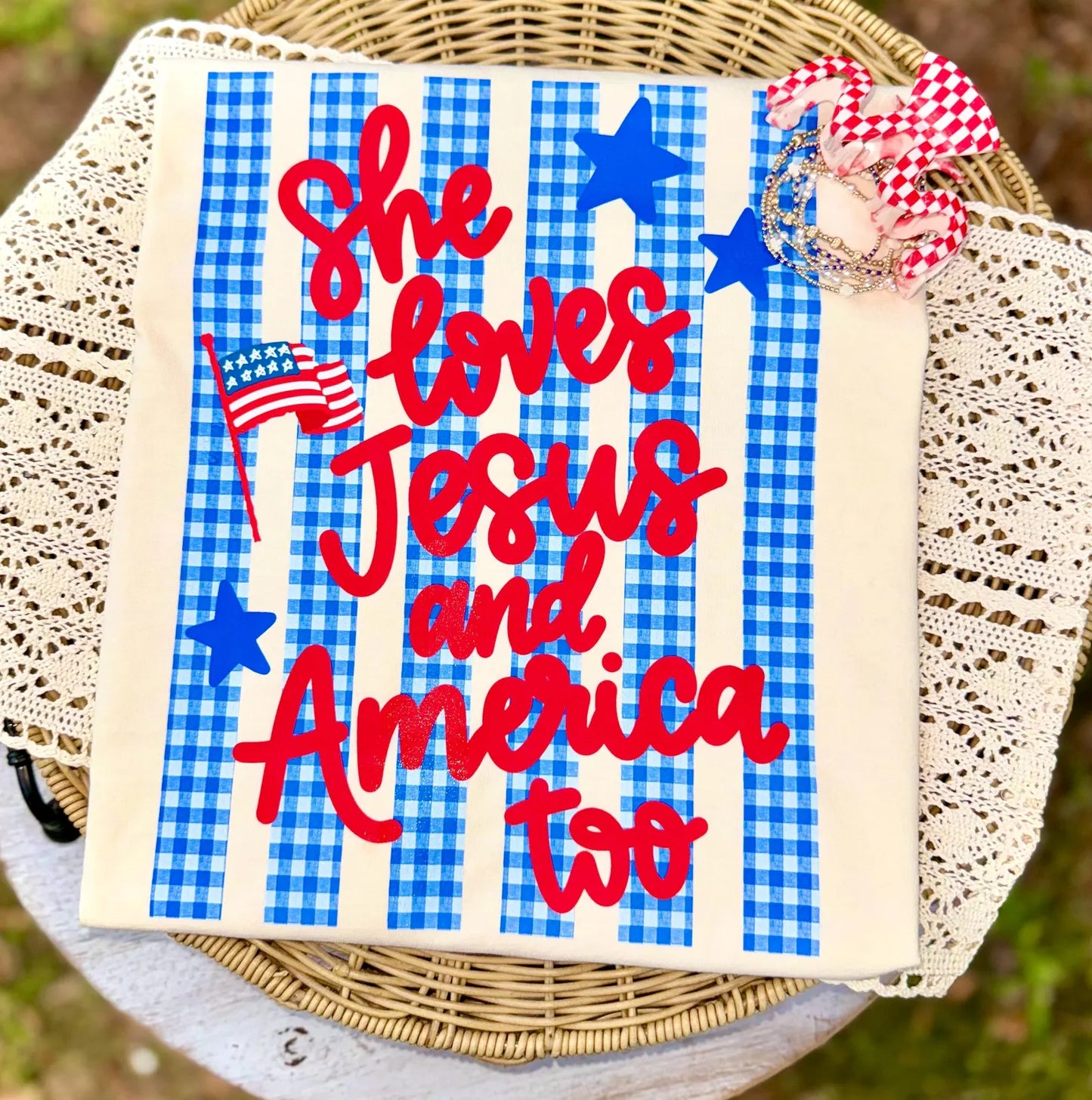 Loves Jesus And America Too Tee