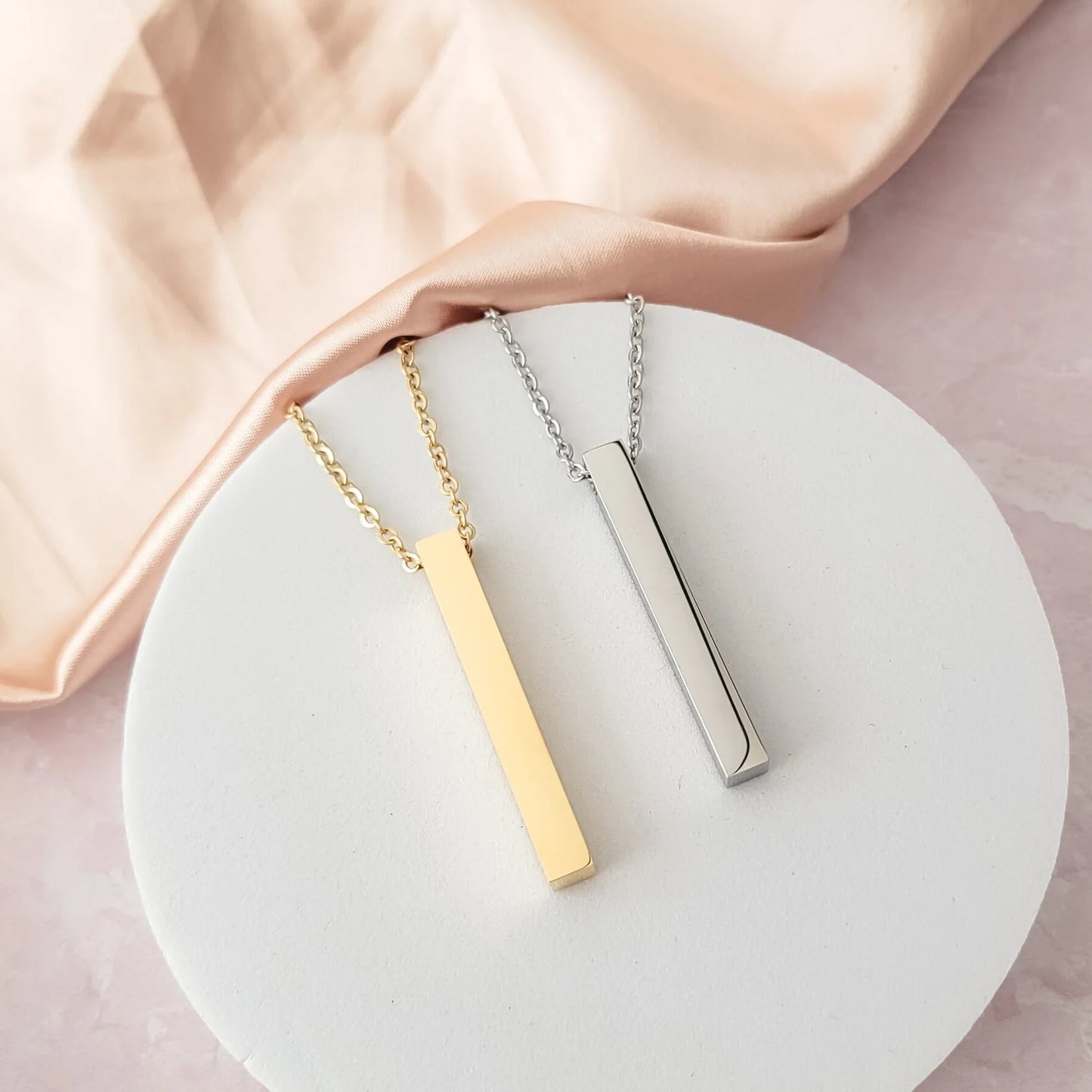 Custom Engraved Vertical Bar Necklace