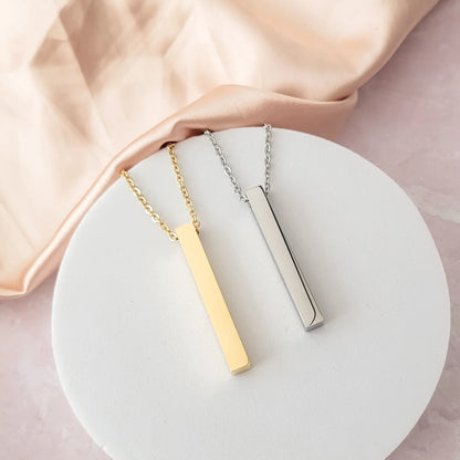 Custom Engraved Vertical Bar Necklace