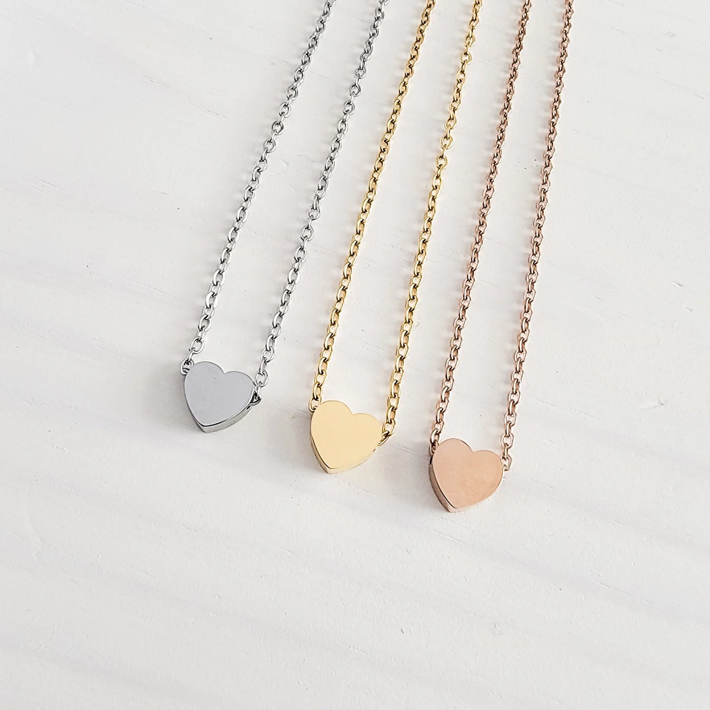 Custom Engraved Tiny Heart Charm Necklace