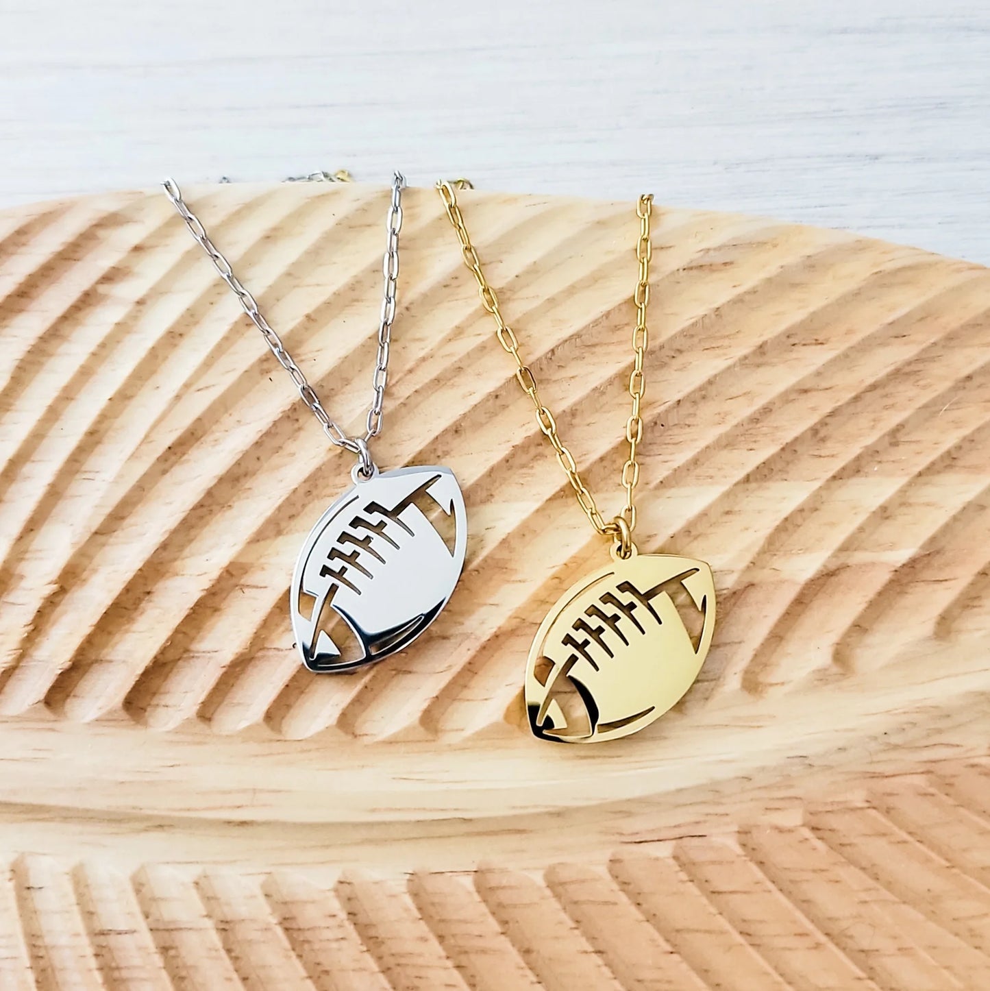 Custom Engraved Football Pendant Necklace