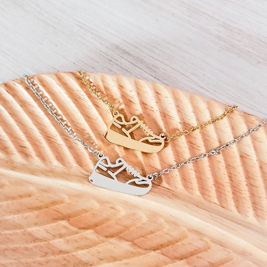 Custom Engraved Running Shoe Pendant Necklace