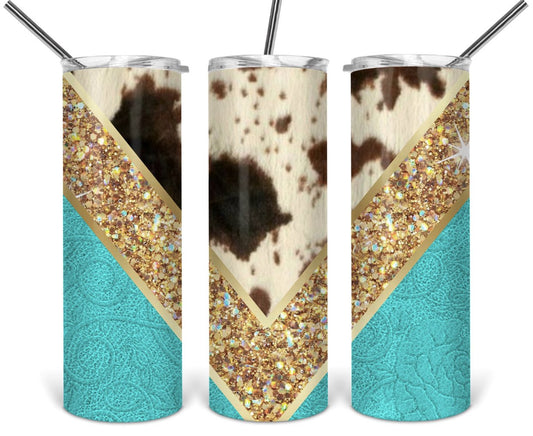 Teal Cowhide Tumbler