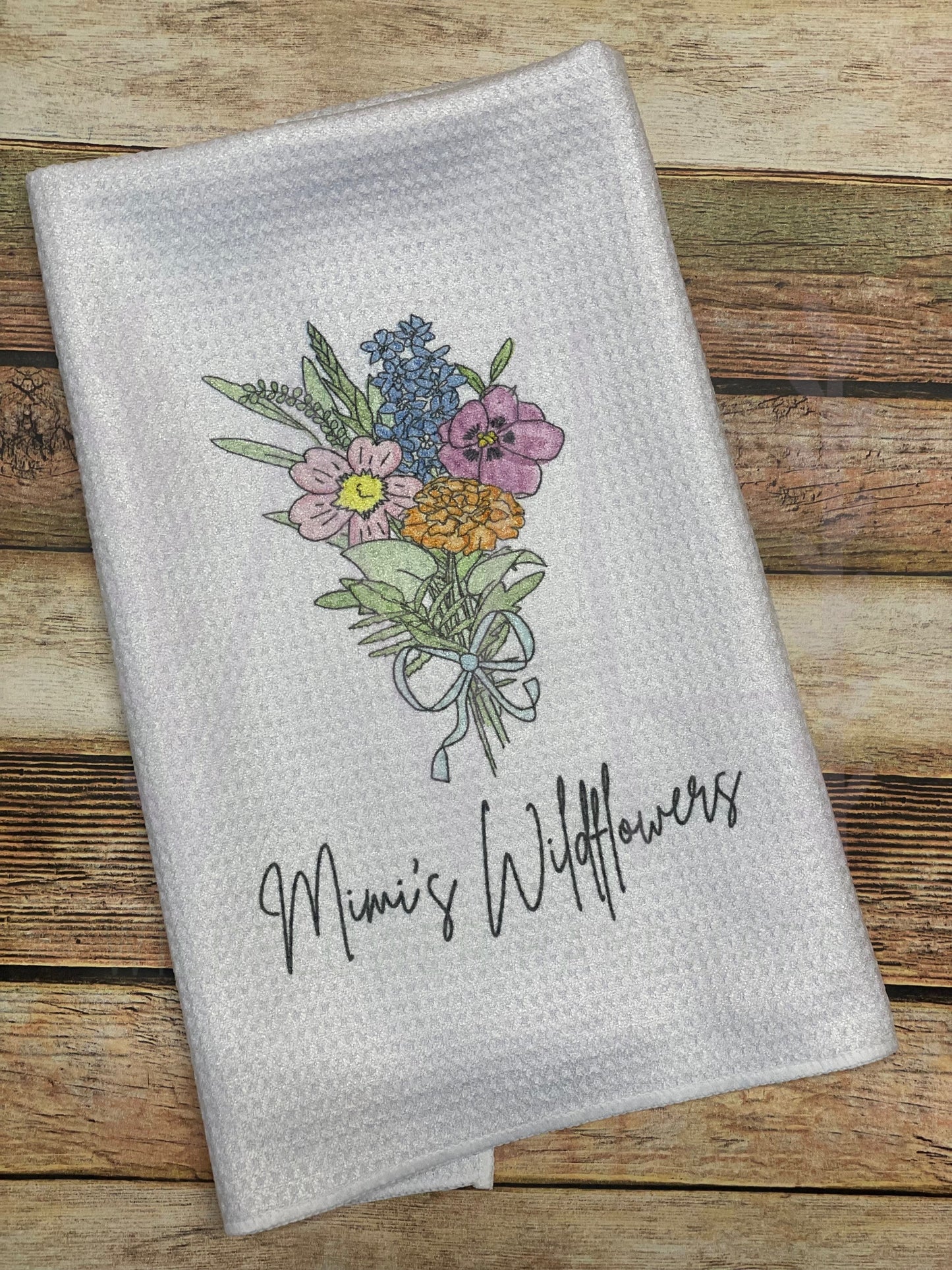 “Mimi’s” wildflowers hand towel