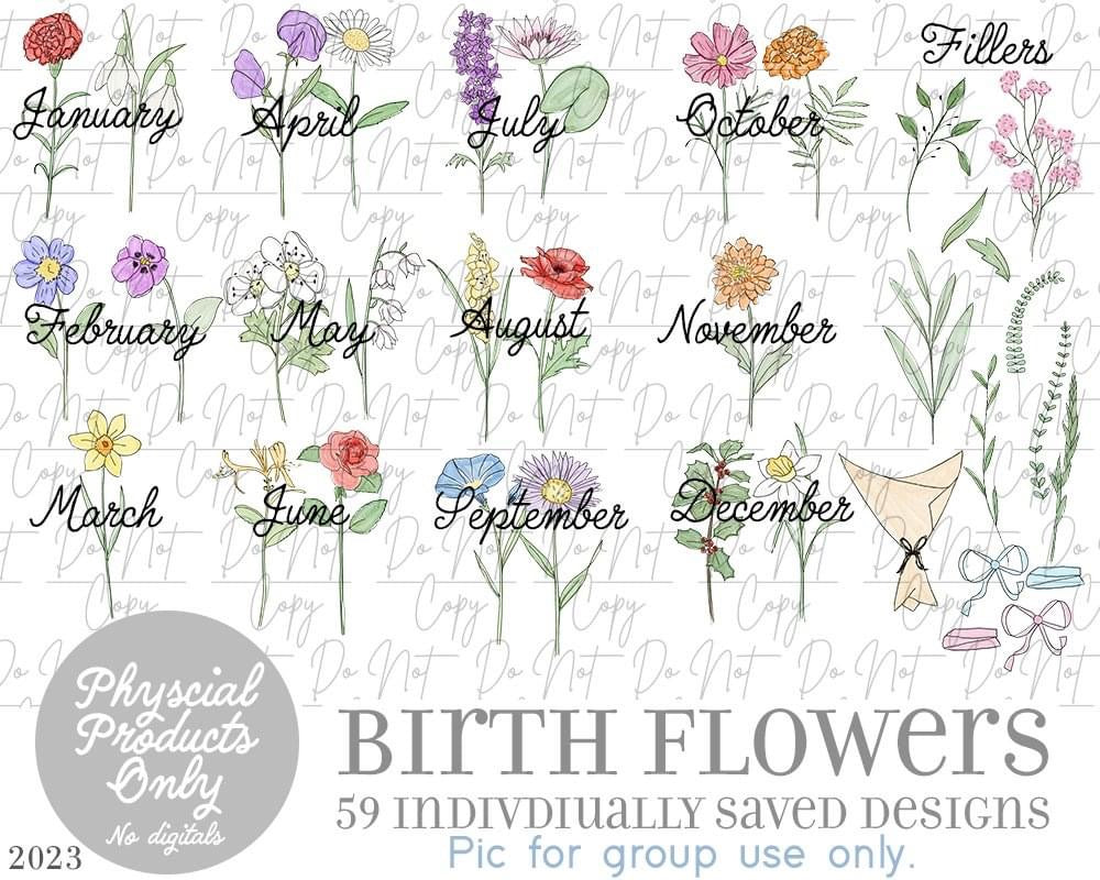 Birth month flowers pocket